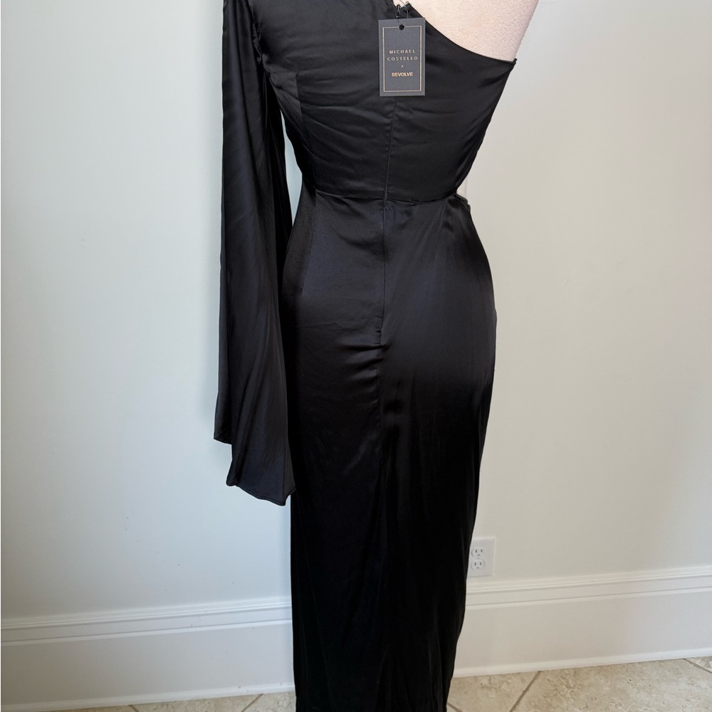 Michael Costello Black Asymmetrical Long Sleeve Dress - Picture 3 of 5